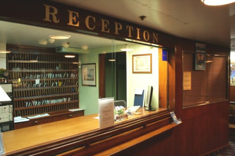 The reception desk.
