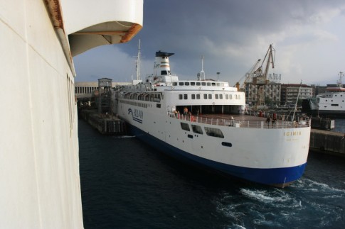 Arriving at Messina - the Iginia is on the adjacent berth