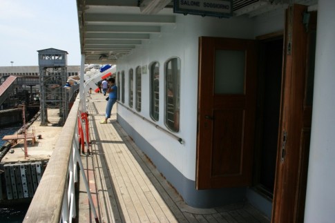 Out on deck - the port side promenade