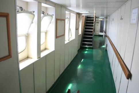 Stairwell leading up to the main passenger accommodation.