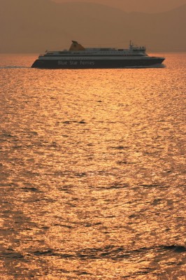 Blue Star Naxos off Piraeus. Click for larger image.