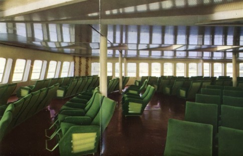 On the deck above, B Deck, forward was this large observation saloon filled with reclining seats.