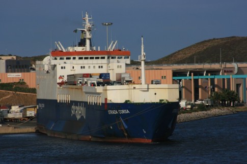 Strada Corsa - the ship now has Sardinia Ferries funnel colours after the acquisition of her operators by Tourship.