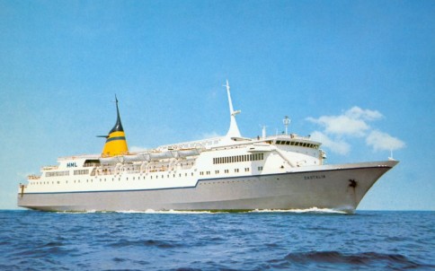 Although it has been many years since she operated in Europe, mention should be made of the former Castalia which this year went for scrap under her final name, Casino Royale. Arguably the most stylish Greek-built ferry, she was completed for Hellenic Mediterranean Lines in 1974 and served them until a sale to American owners in 1988.  HML's similarly-styled cruise ship Aquarius (1972) survives and, having also left the Greek fleet in the 1980s, has recently been sold for further service in Cuba.