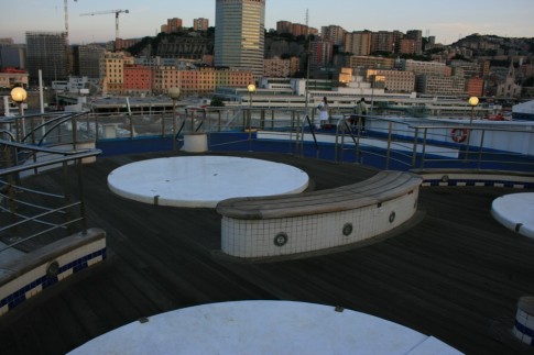 The aft deck area with covered-over jacuzzis.