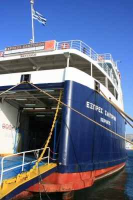 Fresh back from her latest Azorean charter, the Express Santorini (ex-Chartres) has recently been deployed on refit cover for owners Hellenic Seaways - she is presently operating out of Volos.