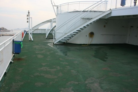 Right aft on Deck 7 is this small area of outside deck whose staircases lead up to the lido area on the deck above.