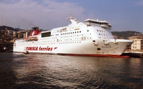 The ship seen at Genoa in September 2004, still in her original livery.