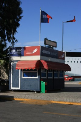 HSW quayside ticket office adjacent to the berths of the company's High Speed fast ferries. 