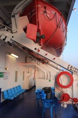 The recesses beneath the lifeboats provided a small area of traditional outside deck space. 