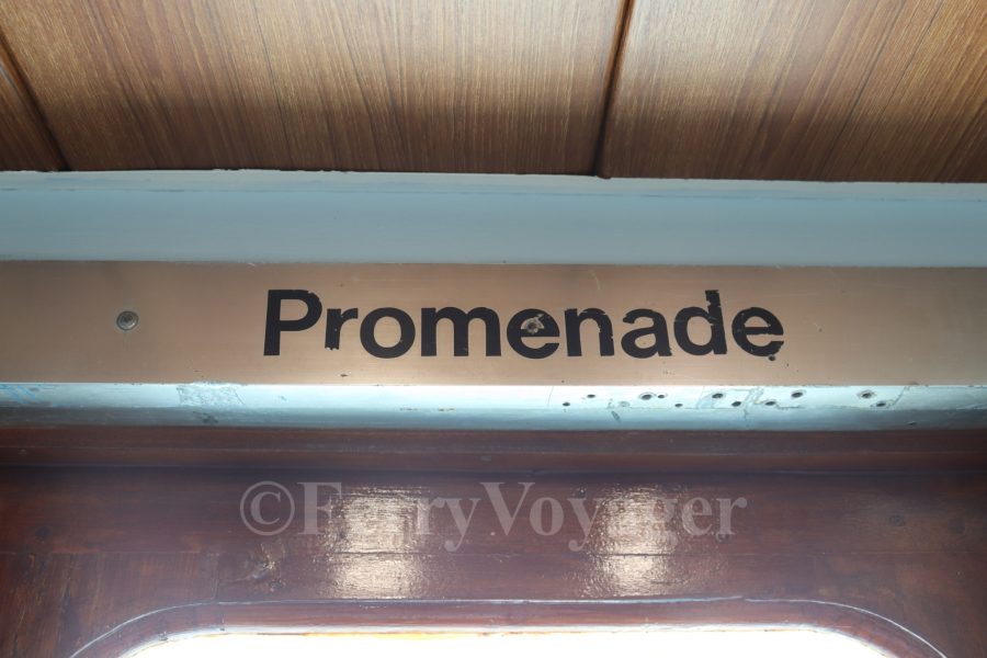 Original signage which used BR's Rail Alphabet typeface can still be found in a few places on board