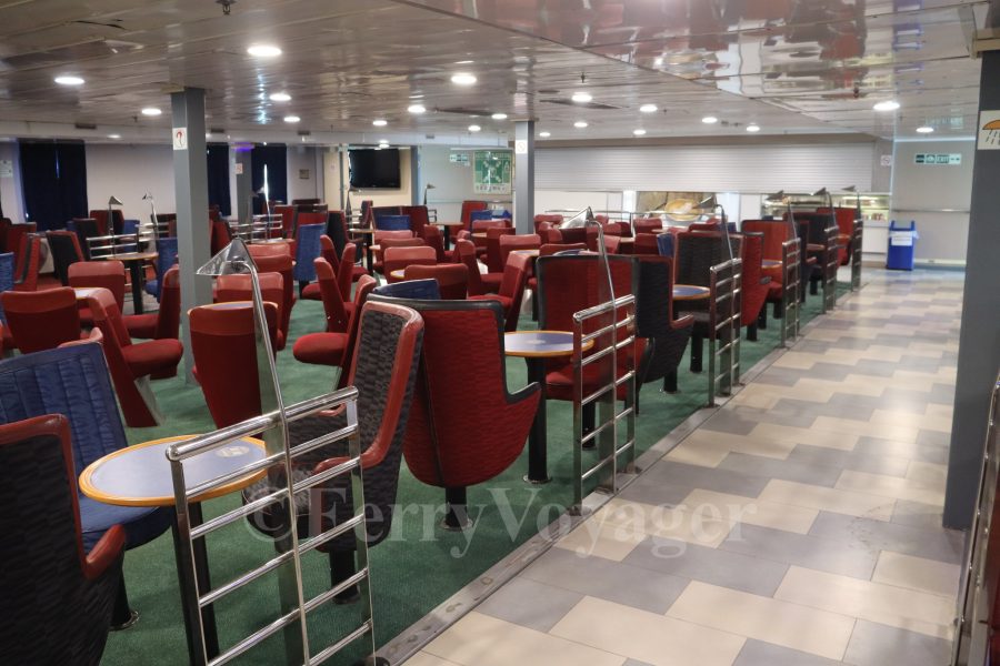 Café Atene, the forward lounge bar, furnished with fittings from the STENA DISCOVERY