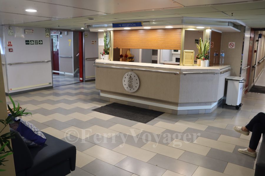 Reception, essentially unchanged from Her Sealink British Ferries’ UK days.