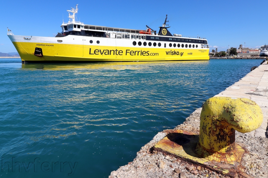 The Andreas Kalvos at the old port of Patras in September.