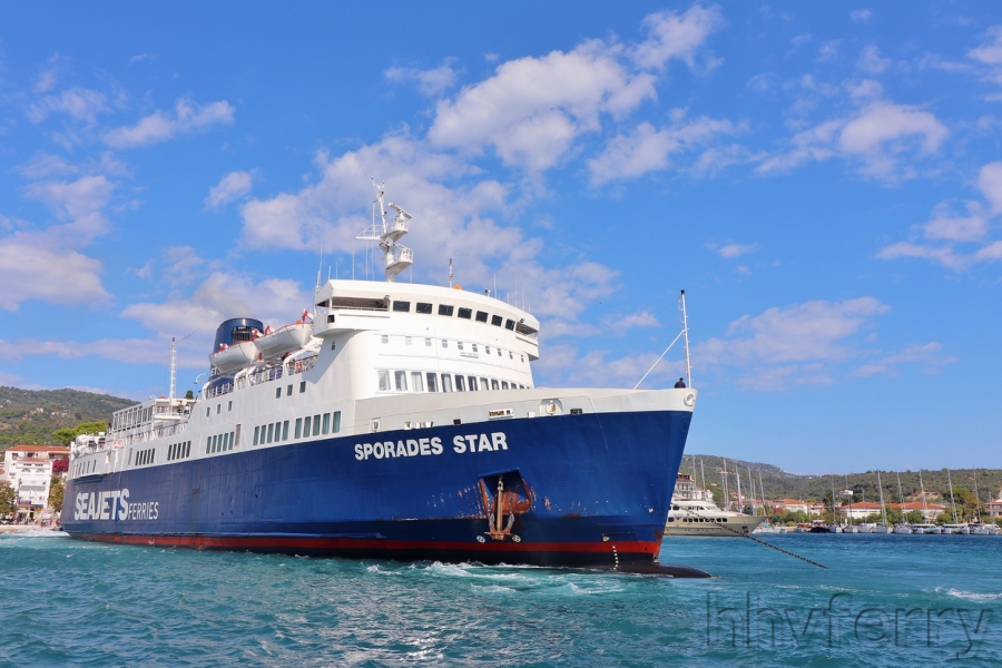 Seajets' Sporades Star (ex-Saint Eloi, King Orry, Moby Love) at Skiathos in September.